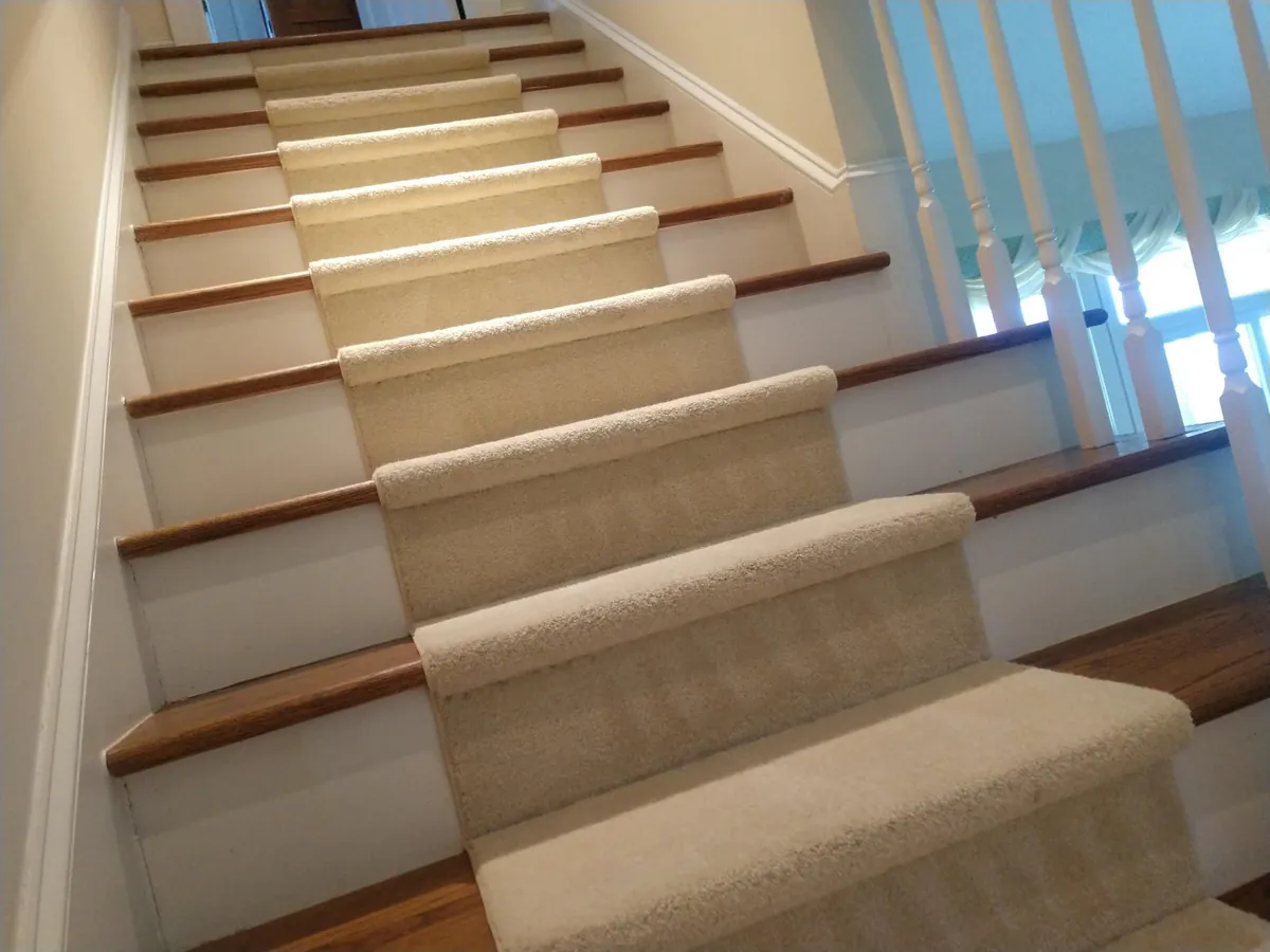 A stair runner after cleaning.